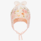 Girls' light apricot floral hat