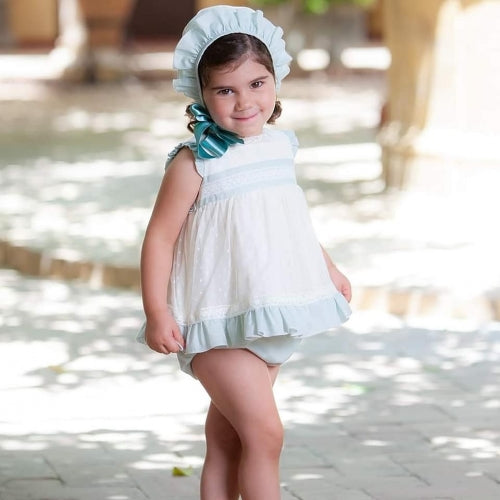 Girls 3-piece Set In Ivory And Green