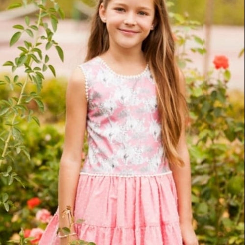 Girls' Pink And Gray Dress
