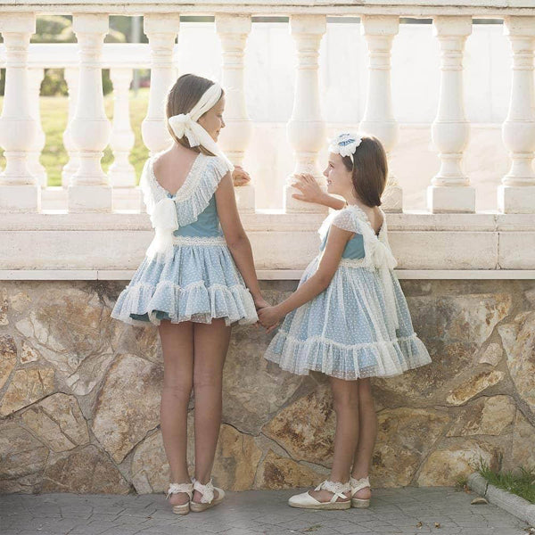 A Three-Piece Set Designed In Turquoise Cotton Fabric And Soft Cream Lace