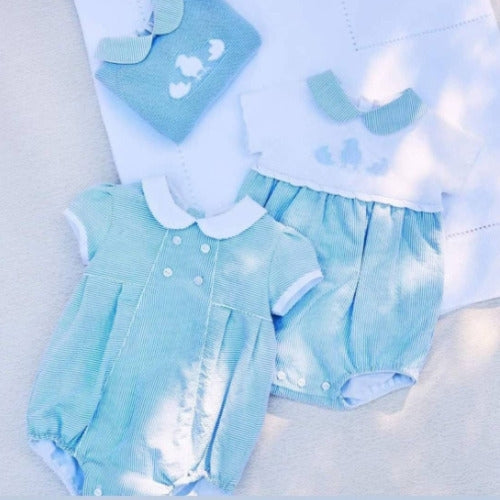 Boys' Overalls In White And Sky Blue