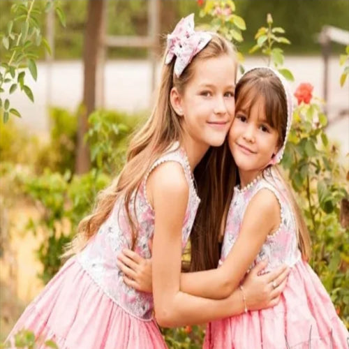 Girls' Pink And Gray Dress