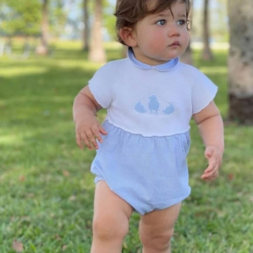 Boys' Overalls In White And Sky Blue