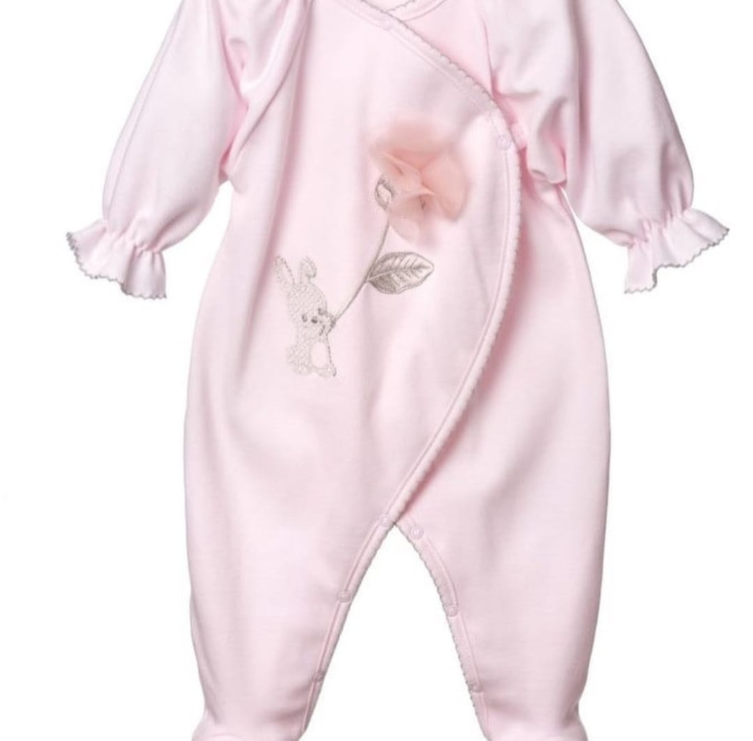 Girls' Cotton Overalls Decorated With A Pink Tulle Rose