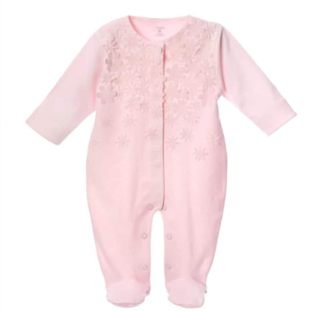 Gorgeous Girls' Jumpsuit Embroidered With Pink Flowers From Chiffon Fabric
