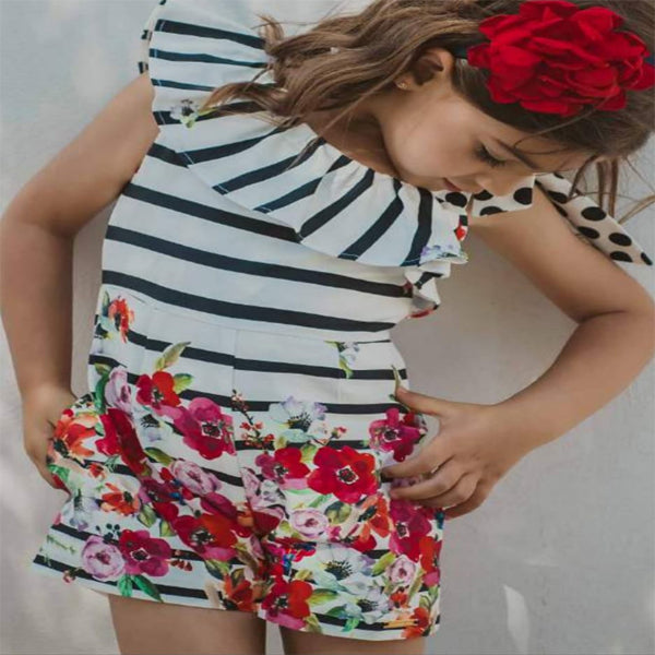Jumpsuit Made Of Cotton Fabric And Red Rose Flower