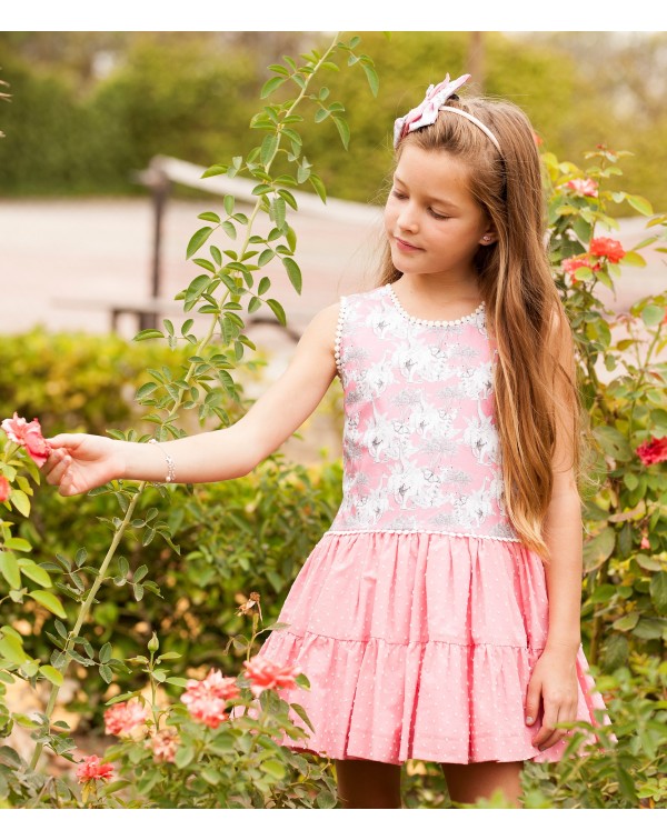 Girls' Pink And Gray Dress