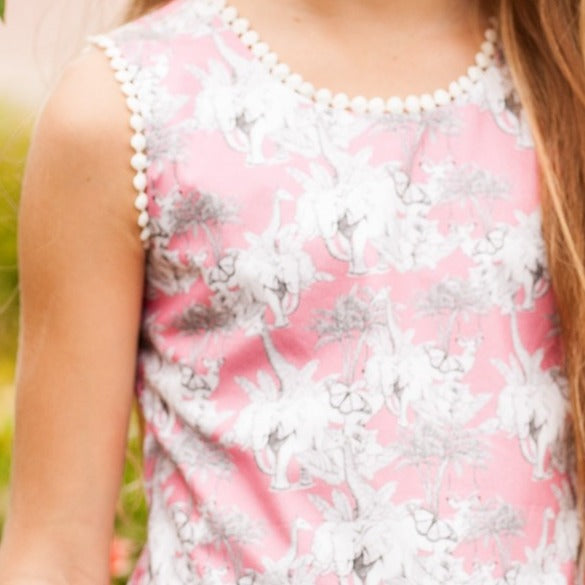 Girls' Pink And Gray Dress